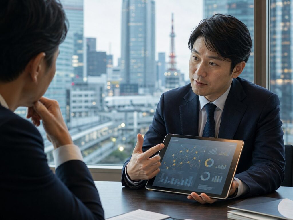 新橋・港区周辺の候補先整理を行うM&Aアドバイザーと経営者