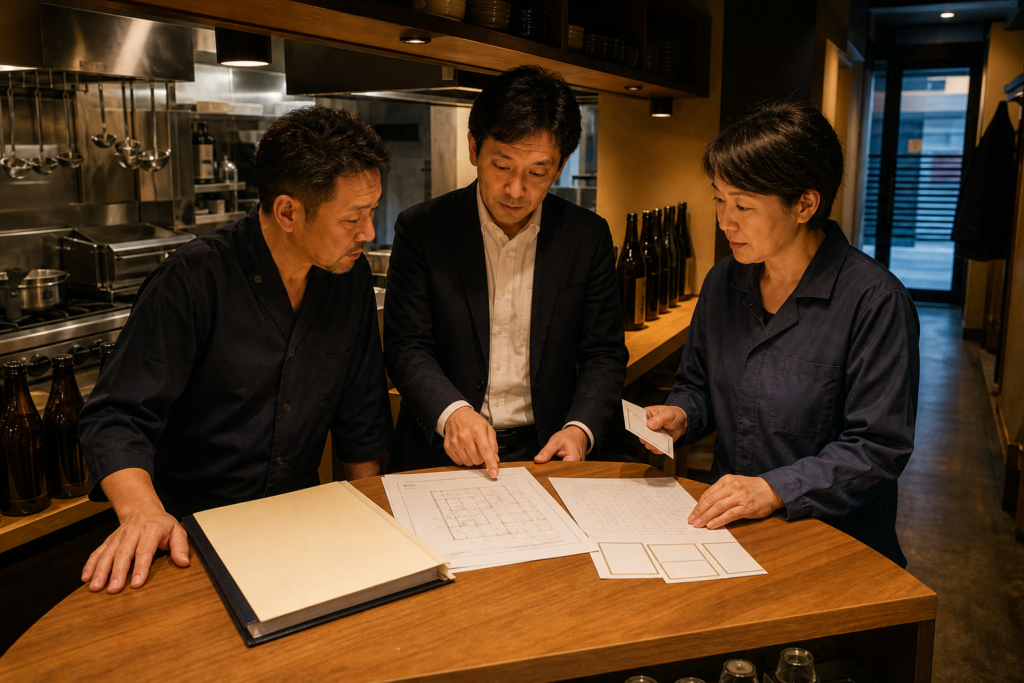 新橋の飲食店M&Aで営業許可と厨房・深夜営業の承継を点検する経営者